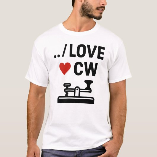 Ik hou van CW - Morse Code Ham Radio liefhebber T-shirt (Voorkant)