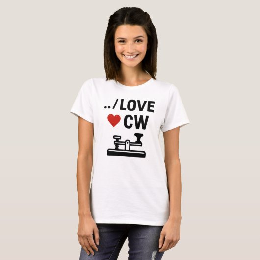 Ik hou van CW - Morse Code Ham Radio Vibes T-shirt (Voorkant volledig)