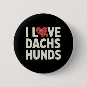 Ik hou van dachshonden leuke cartoon ronde button 5,7 cm