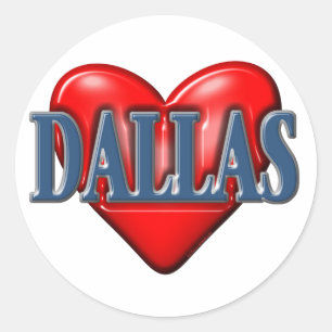 Ik hou van Dallas Texas Ronde Sticker
