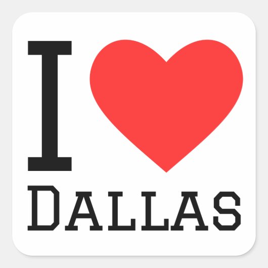 Ik hou van Dallas Vierkante Sticker (Voorkant)