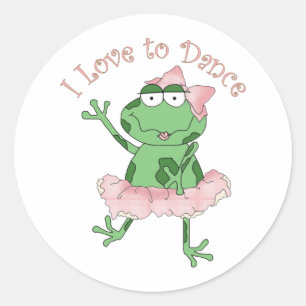 Ik hou van Dance Ballerina Frog Pink Ronde Sticker