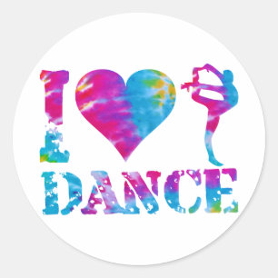 Ik hou van Dance Tie Dye Ronde Sticker