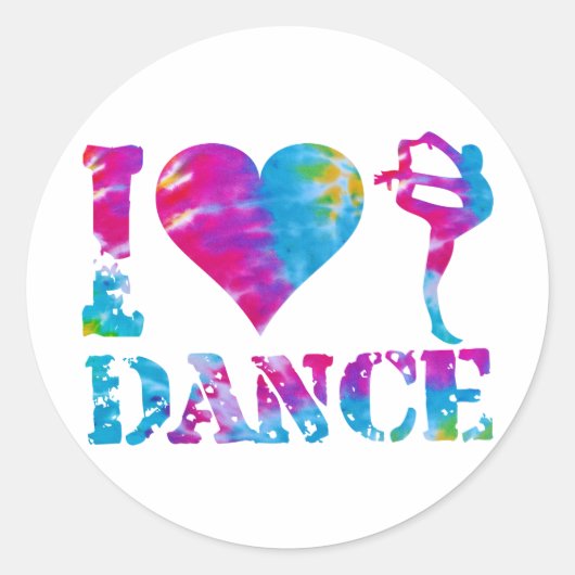 Ik hou van Dance Tie Dye Ronde Sticker (Voorkant)