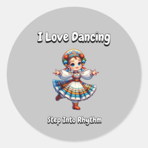 Ik hou van dansen - stap in het ritme ronde sticker