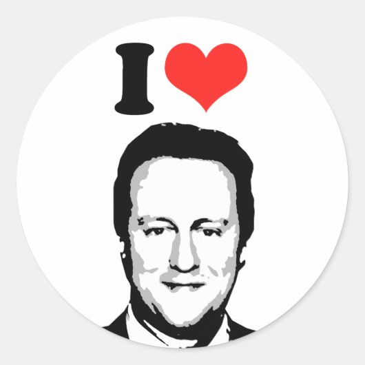 Ik hou van David Cameron Ronde Sticker (Voorkant)