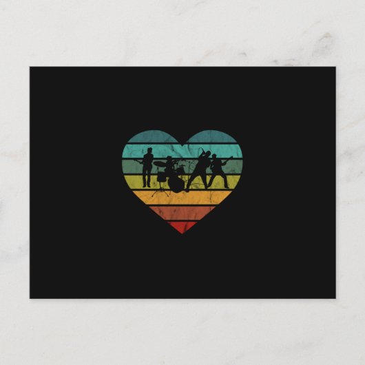 Ik hou van de 70s muziekband en  hart briefkaart (Voorkant)