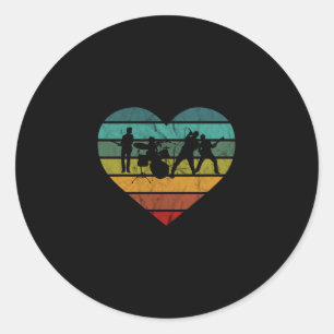 Ik hou van de 70s muziekband en  hart ronde sticker