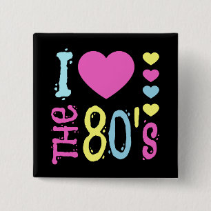 Ik hou van de 80s Disco Costume Vierkante Button 5,1 Cm