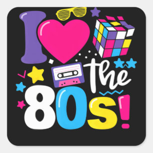 Ik hou van de 80s Gift Clothes Vierkante Sticker