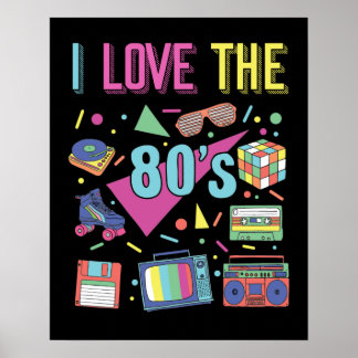 Ik hou van de 80s-kleden voor vrouwen en Mannen Poster