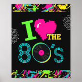Ik hou van de 80s Neon Party Sign Poster (Voorkant)