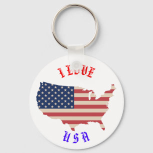 Ik hou van de Amerikaanse vlag Amerikaanse Sleutel Sleutelhanger
