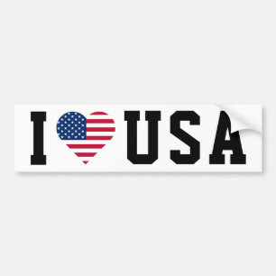 Ik hou van de Amerikaanse vlag Heart Shape Bumpers Bumpersticker