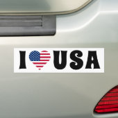 Ik hou van de Amerikaanse vlag Retro Bumpersticker (Op auto)