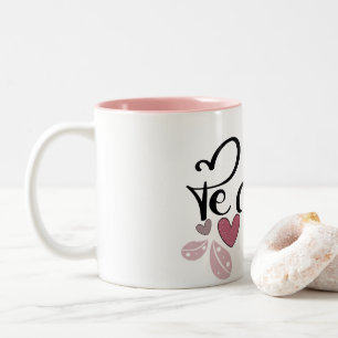 Ik hou van de amo Valentine day vibes Tweekleurige Koffiemok