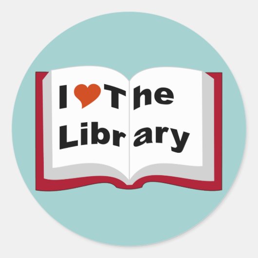 Ik hou van de bibliotheek ronde sticker (Voorkant)