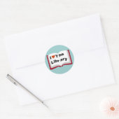 Ik hou van de bibliotheek ronde sticker (Envelop)