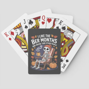 Ik hou van de biermaanden Funny Spooky Skeleton Xm Pokerkaarten