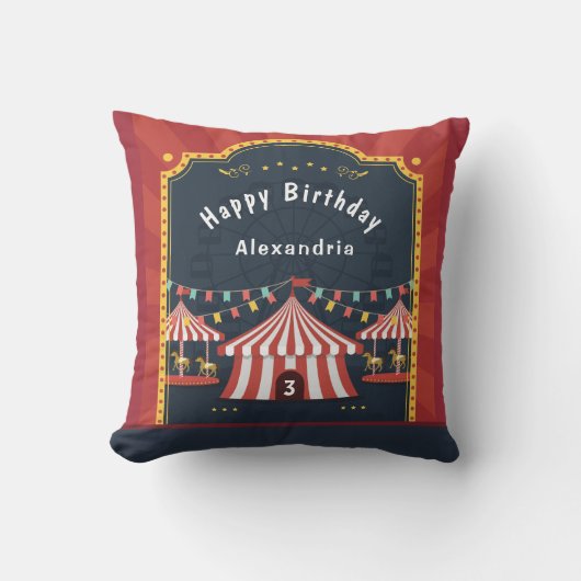 Ik hou van de Circus Child Birthday personaliseren Buitenkussen (Voorkant)