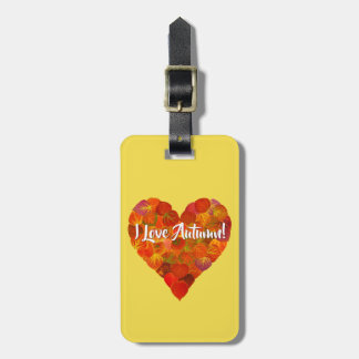 Ik hou van de herfst.—Red Aspen Leaf Heart 1 Bagagelabel