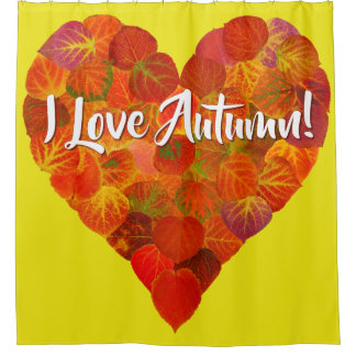 Ik hou van de herfst.—Red Aspen Leaf Heart 1 Douchegordijn