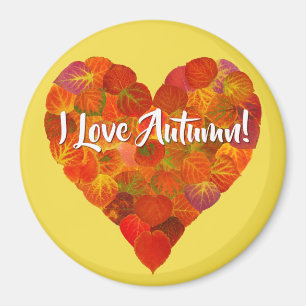Ik hou van de herfst.—Red Aspen Leaf Heart 1 Magneet
