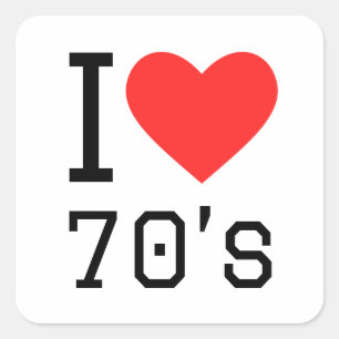 Ik hou van de jaren 70 vierkante sticker