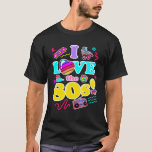 Ik hou van de jaren 80 Retro 1980s mode stijl graf T-shirt