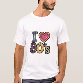 Ik hou van de jaren 80 - Retro Kleurrijk Ontwerp T-shirt
