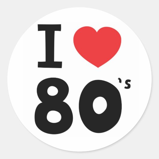 Ik hou van de jaren tachtig ronde sticker (Voorkant)
