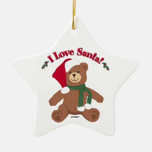 Ik hou van de Kerstman! KerstTeddy Bear Keramisch Ornament (Voorkant)
