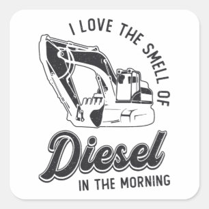 Ik hou van de kleine graafmachine-bouwer vierkante sticker