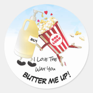 Ik hou van de manier waarop je me botert Popcorn B Ronde Sticker