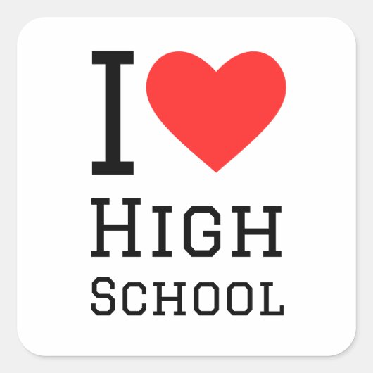 Ik hou van de middelbare school vierkante sticker (Voorkant)