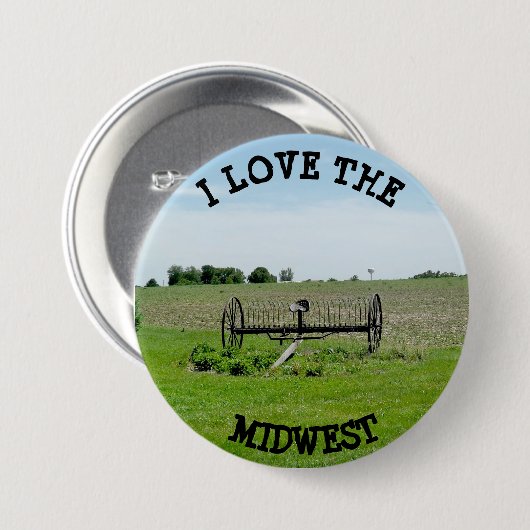 Ik hou van de MIdwest Farming Landscape Button (Voorkant /achterkant)