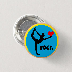Ik hou van de mode Yoga & Red Heart / Yogini godin Ronde Button 3,2 Cm