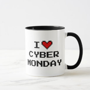 Ik hou van de mok van de cyber-kerstinkopen-koffie