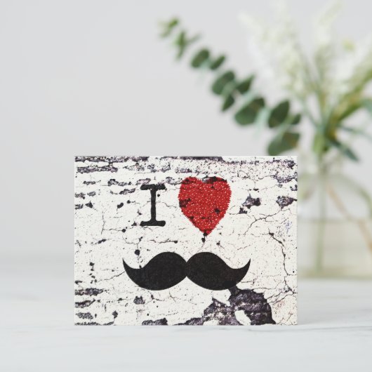 Ik hou van de Mustache Rustic Custom Briefkaart (Staand voorkant)