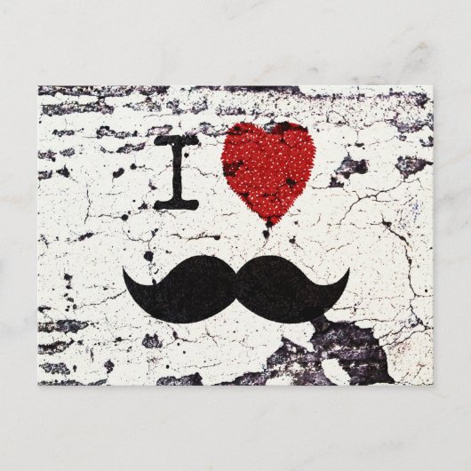 Ik hou van de Mustache Rustic Custom Briefkaart (Voorkant)