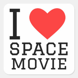 Ik hou van de ruimtefilm vierkante sticker