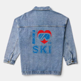 Ik hou van de skiwintersport Snowboarding Skier Sk Denim Jacket