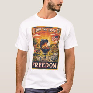 Ik hou van de smaak van Freedom Vintage BBQ 4 juli T-shirt