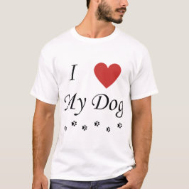 Ik hou van de tekst en het hart van mijn hond t-shirt