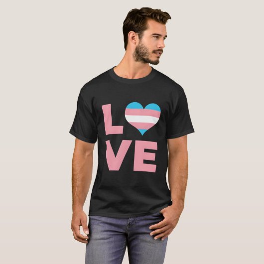 Ik hou van de transgender vlag t-shirt (Voorkant volledig)