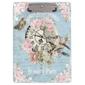 Ik hou van de trendy Franse  kunstwerken Blue Klembord (Voorkant)