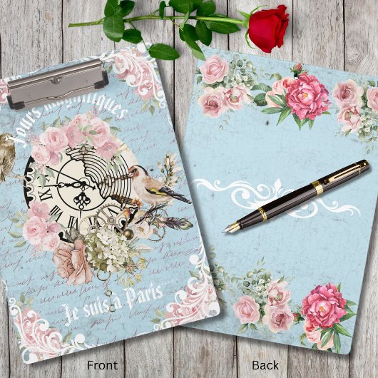 Ik hou van de trendy Franse  kunstwerken Blue Klembord