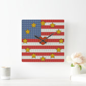 Ik hou van de Verenigde Staten - Rood, wit, blauw  Vierkante Klok (Huis)