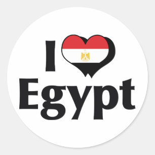 Ik hou van de vlag van Egypte Ronde Sticker
