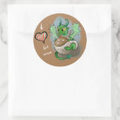 Ik hou van de warme Coaco Baby Dragon Kerstmis Mok Ronde Sticker (Tas)